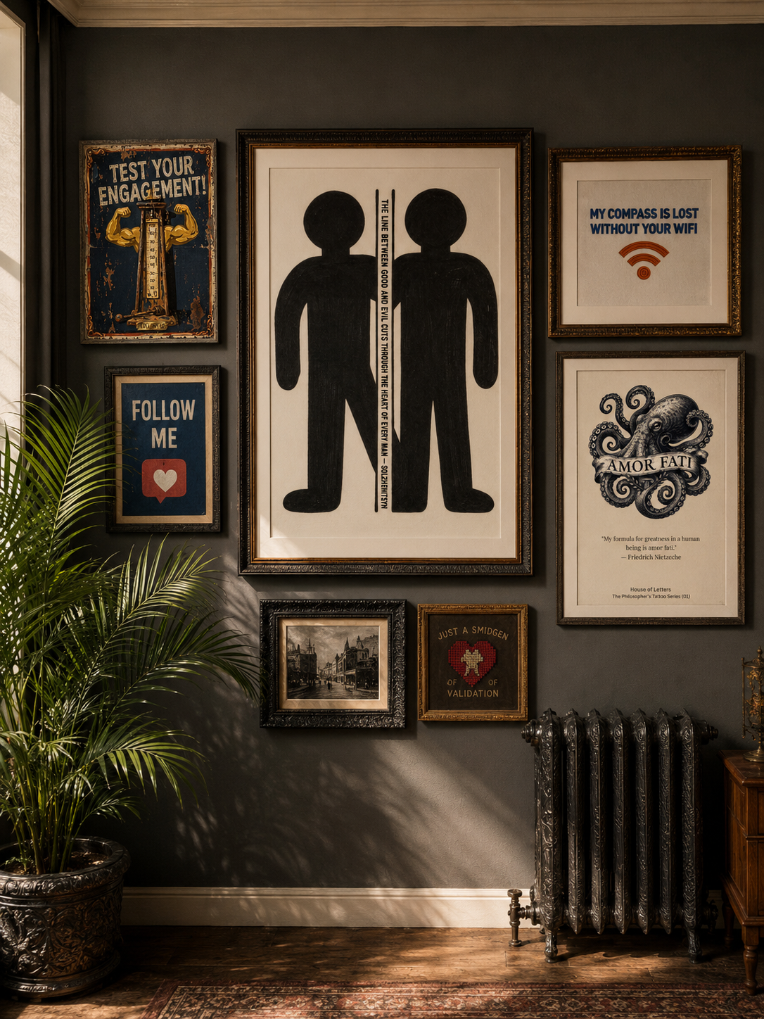 Ironic Revolutionary Code Needlepoint Poster — Modern Satire Embroidery Print