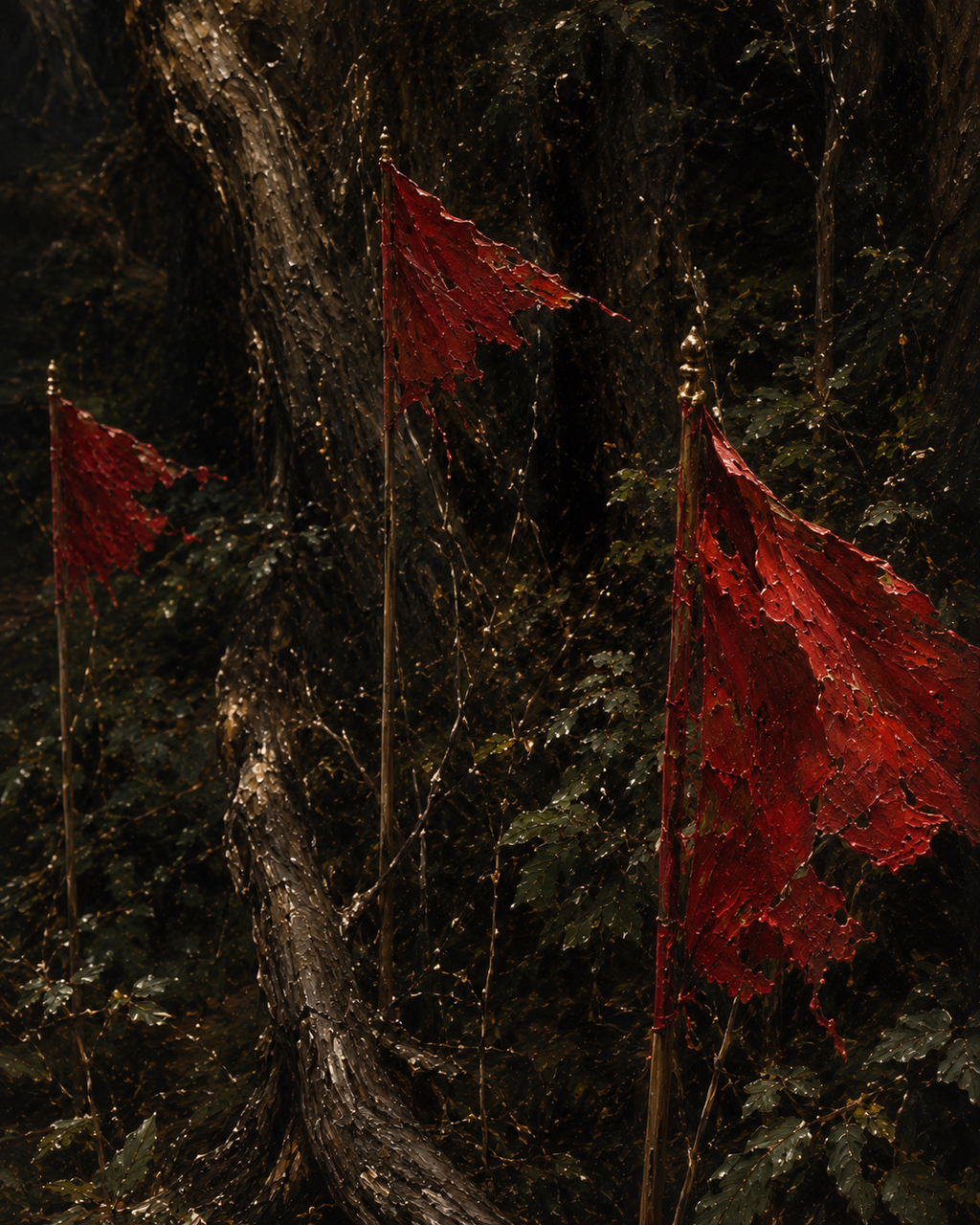 Red Flags — Satirical Fine Art Pre-Raphaelite Oil Print