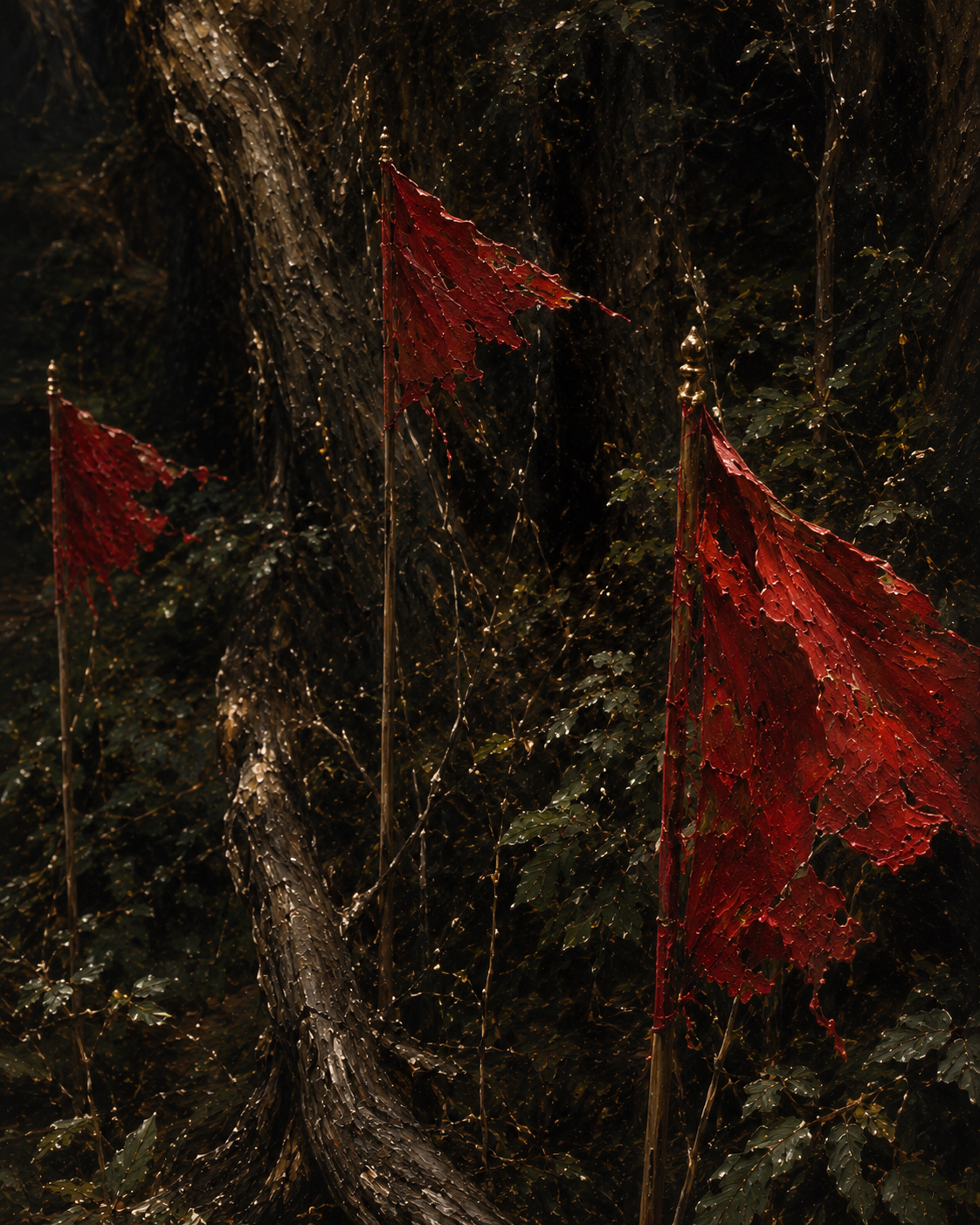 Red Flags — Satirical Fine Art Pre-Raphaelite Oil Print
