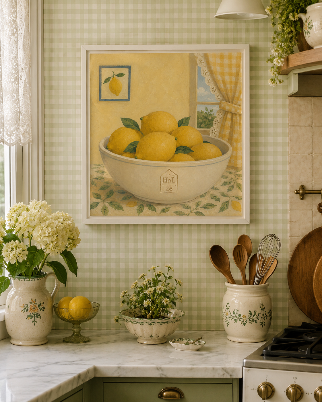 Grandma's Kitchen (The Lemon Harvest) - Wall Art Fine Print - "Grandmillennial" style