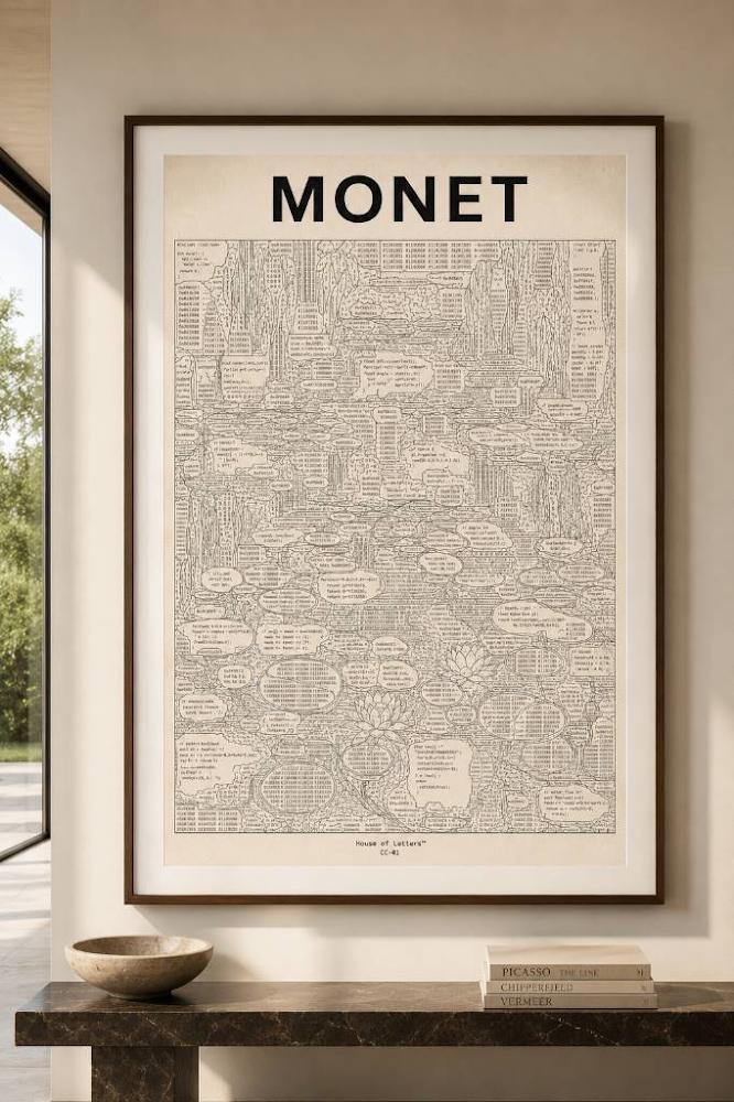 Van Gogh Coded Art Print | Abstract Programmed Flowchart Poster | Tech & Fine Art Fusion
