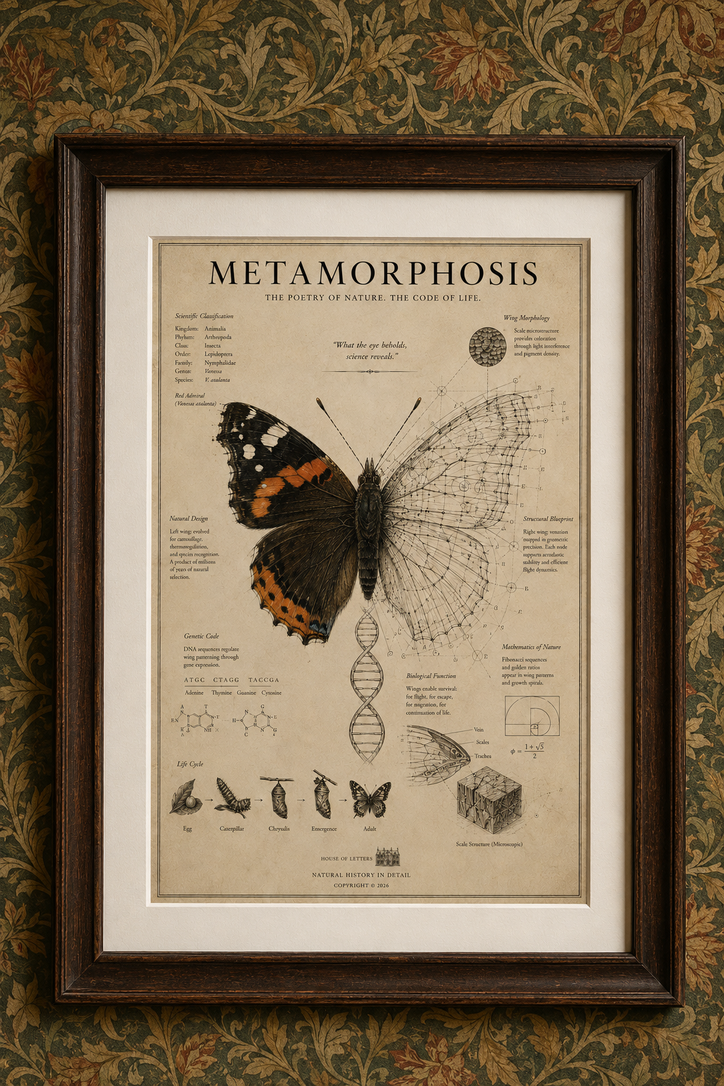 The Anatomy of Metamorphosis" Premium Art Print - The Poetry of Nature Meets the Code of Life