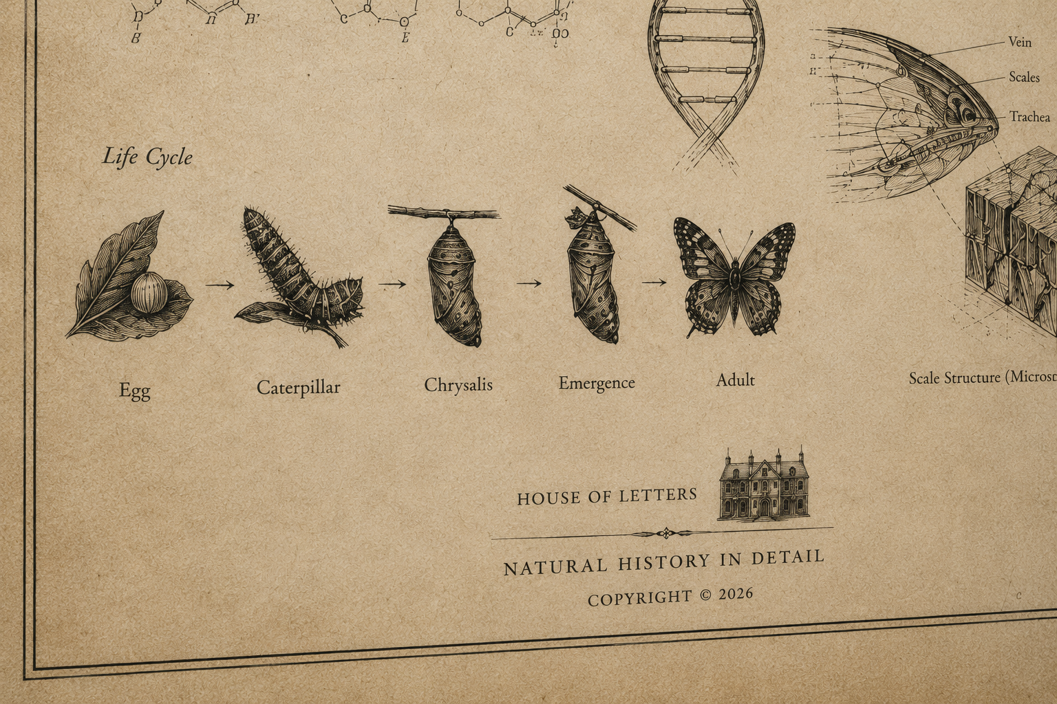 The Anatomy of Metamorphosis" Premium Art Print - The Poetry of Nature Meets the Code of Life