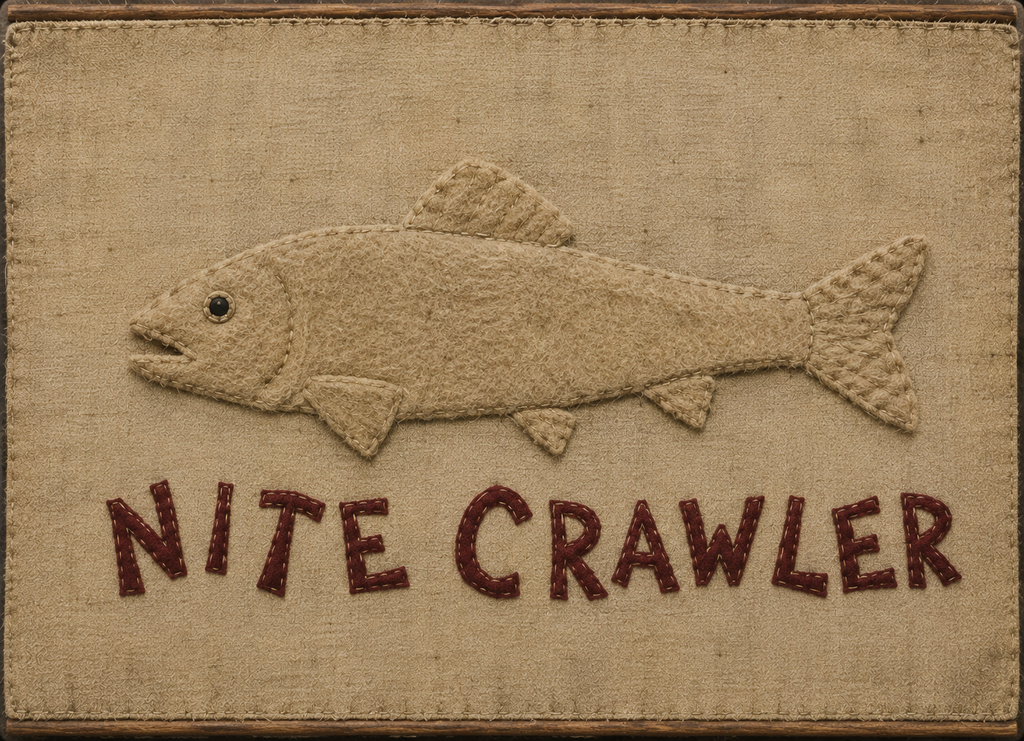 Nite Crawler Fish Wall Tapestry — Rustic Fishing Decor
