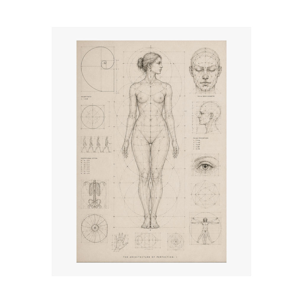 Anatomical Study Matte Poster — Vintage Human Proportions Print