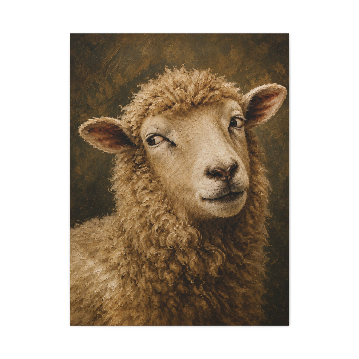 Playful Sheep Portrait Canvas Print — Rustic Farmhouse Wall Art