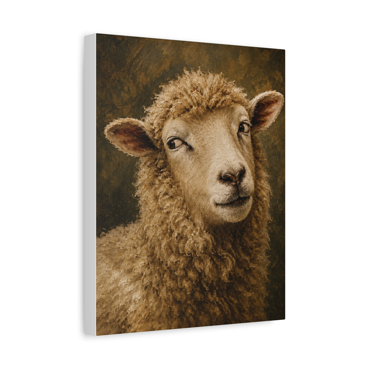 Playful Sheep Portrait Canvas Print — Rustic Farmhouse Wall Art