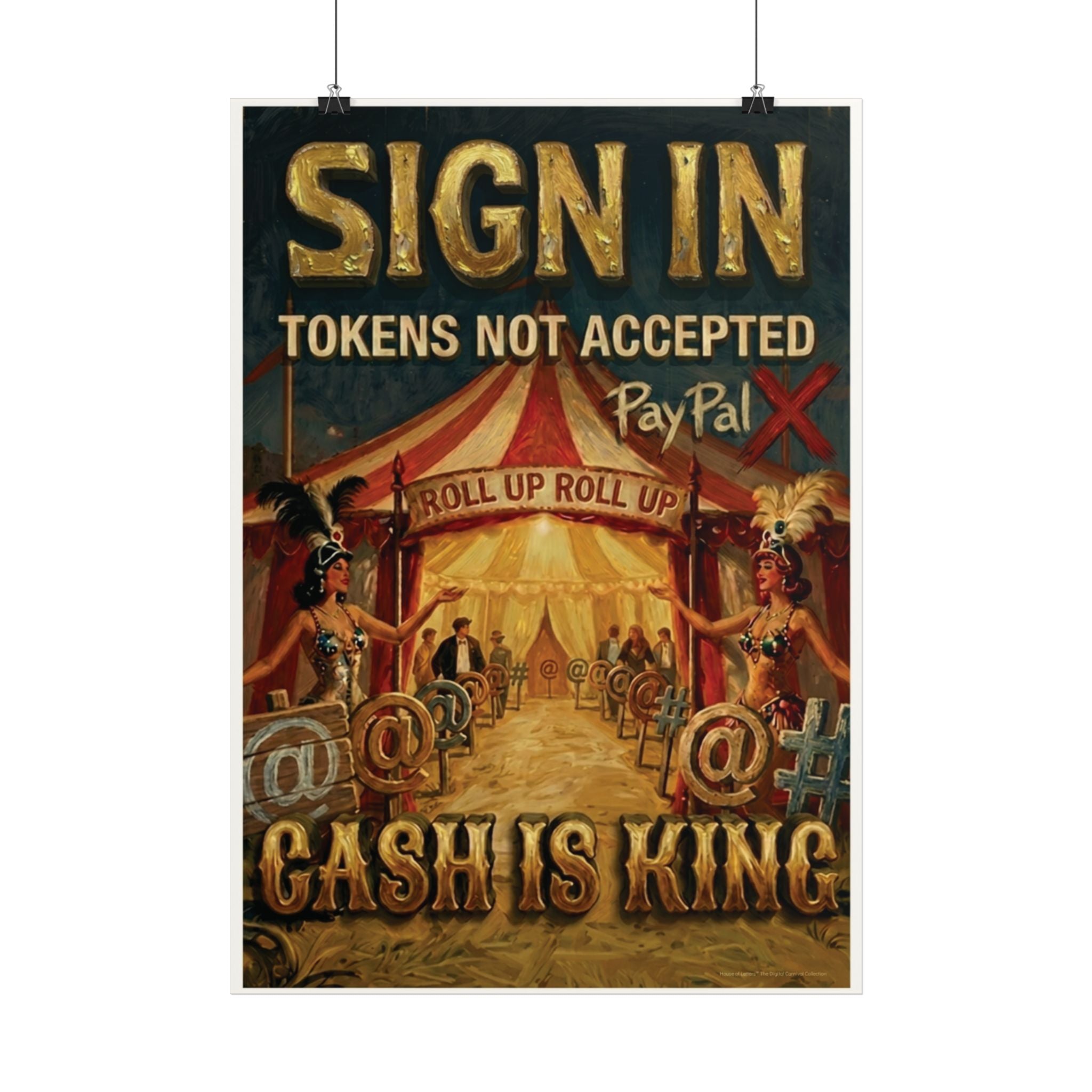 Cash Is King Vintage Art Print — Satirical Antiques Sign