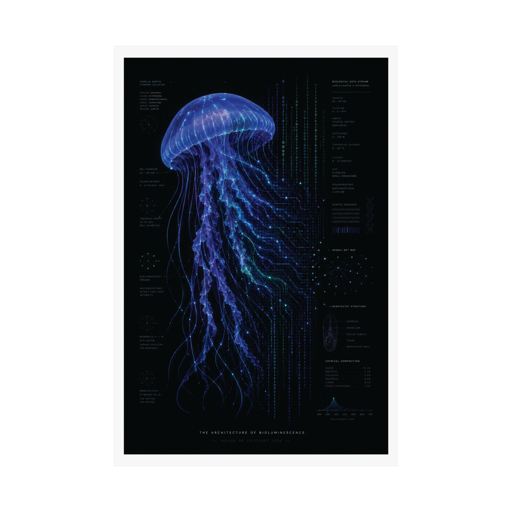 The Architecture of Bioluminescence — Marine Biology Data Print | House of Letters