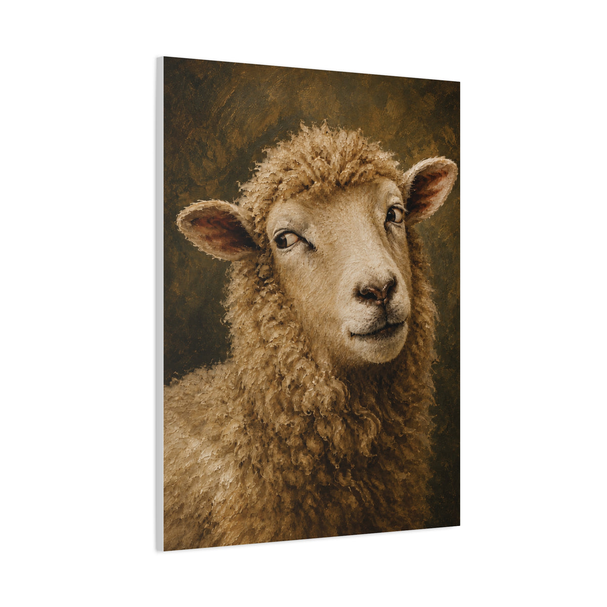Playful Sheep Portrait Canvas Print — Rustic Farmhouse Wall Art