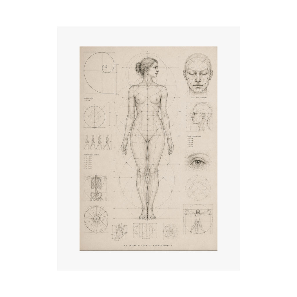 Anatomical Study Matte Poster — Vintage Human Proportions Print