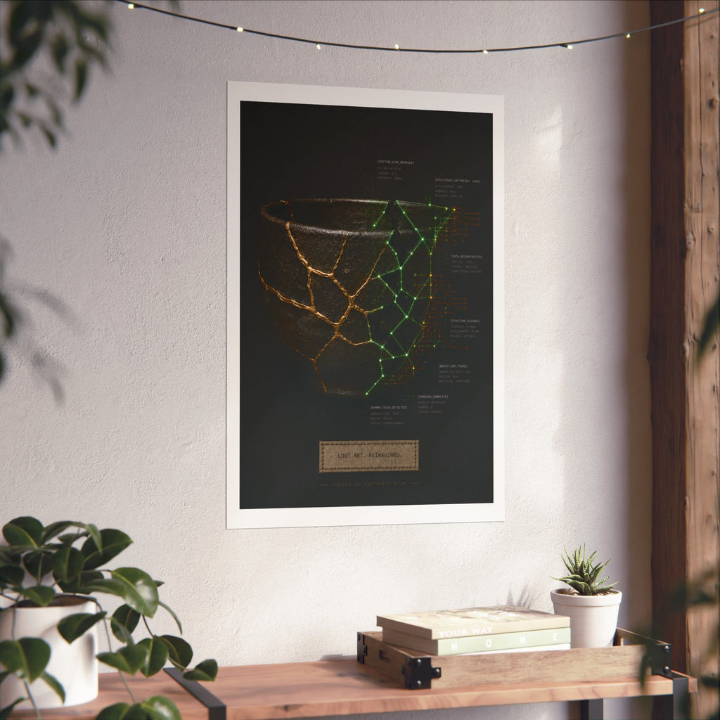 Lost Art. Reimagined. — Japanese Kintsugi & Tech Overlay Print | Premium Matte Wall Art