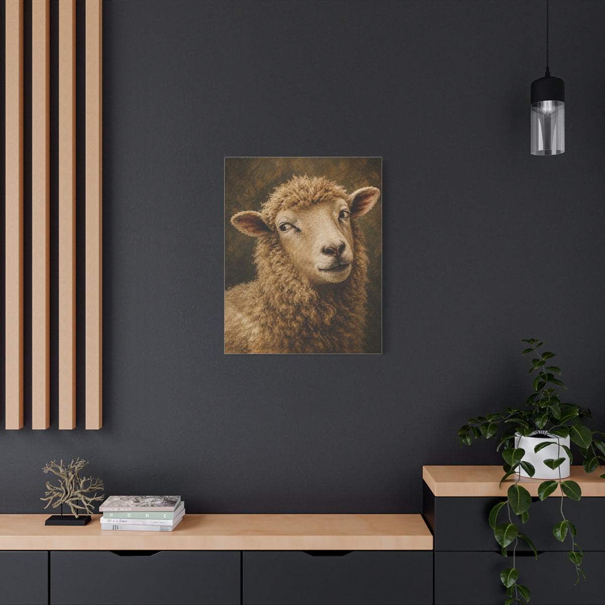 Playful Sheep Portrait Canvas Print — Rustic Farmhouse Wall Art