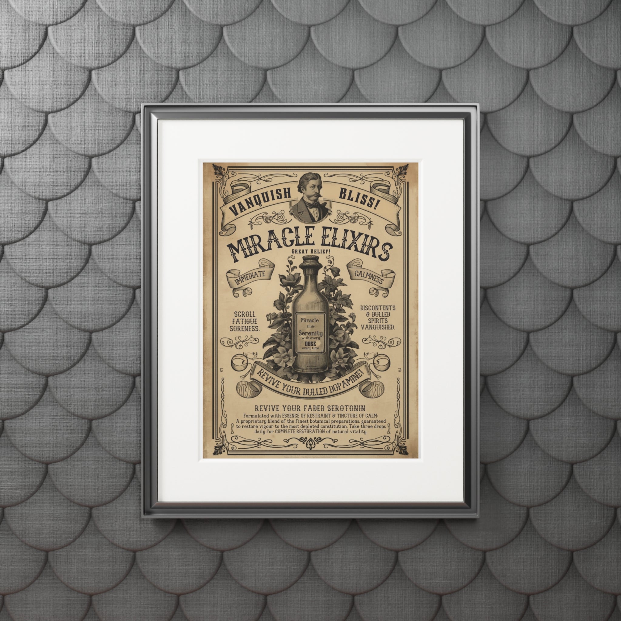 Vanquish Scroll Fatigue (Miracle Elixirs No. 01) — Satirical Fine Art Print