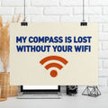 Ironic WiFi Compass Needlepoint Poster — Modern Satire Embroidery Print