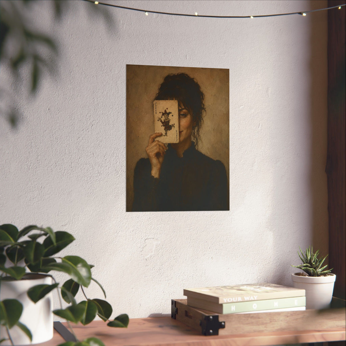 Vintage Portrait Poster — Woman Holding Rorschach Card Matte Vertical Print