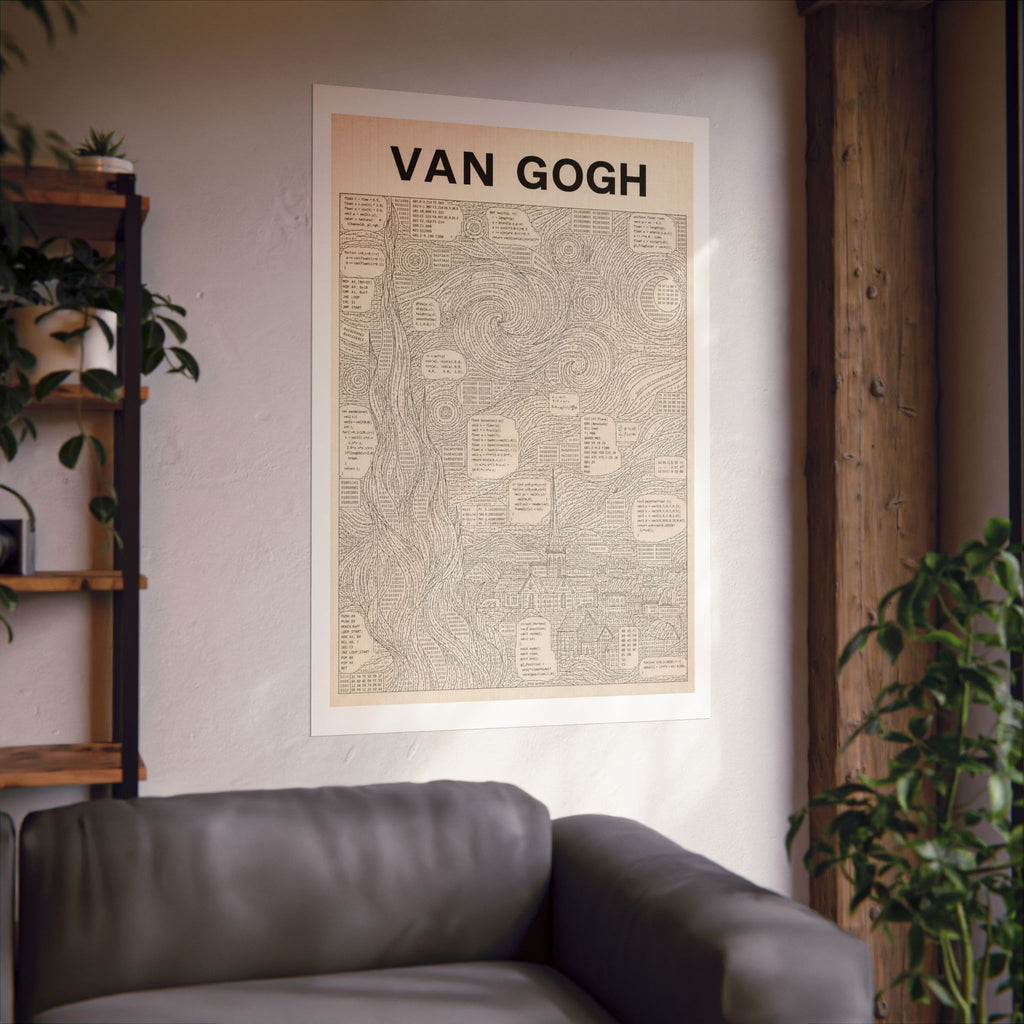 Van Gogh Coded Art Print | Abstract Programmed Flowchart Poster | Tech & Fine Art Fusion