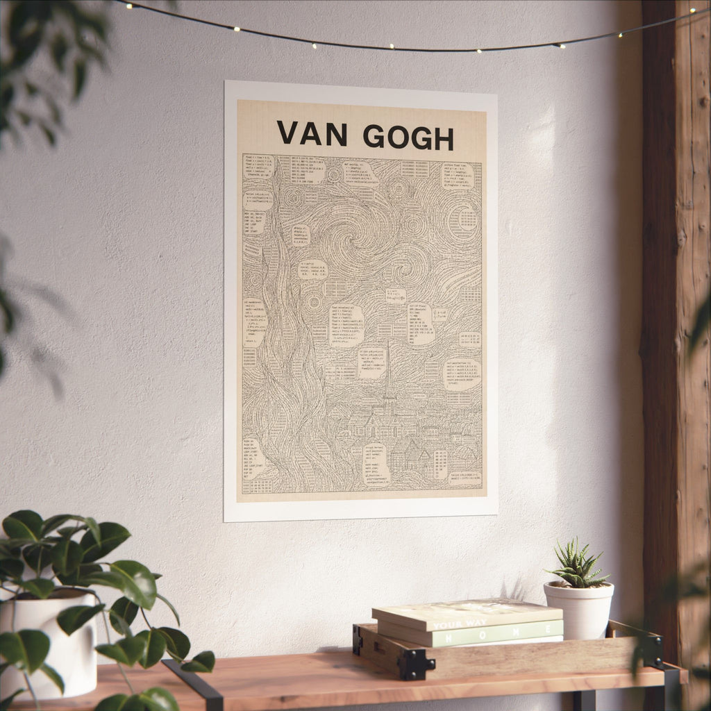 Van Gogh Coded Art Print | Abstract Programmed Flowchart Poster | Tech & Fine Art Fusion