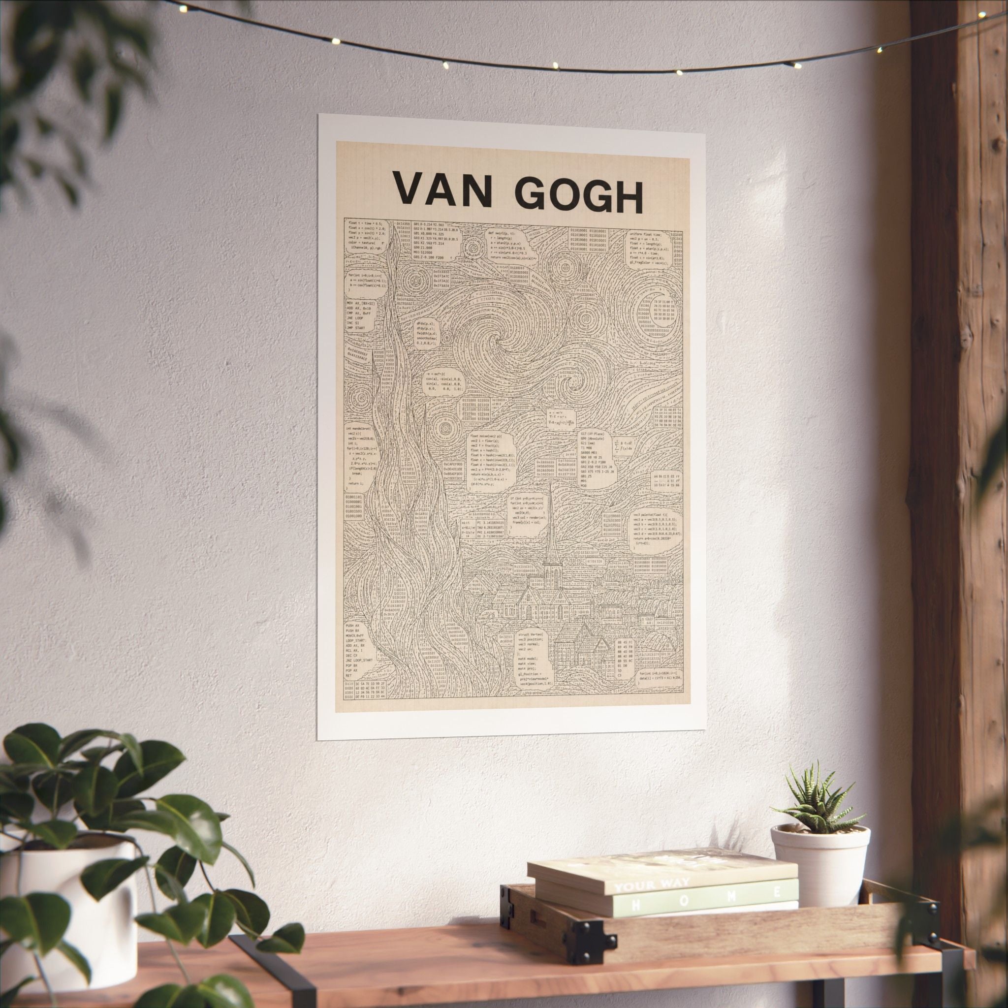 Van Gogh Coded Art Print | Abstract Programmed Flowchart Poster | Tech & Fine Art Fusion