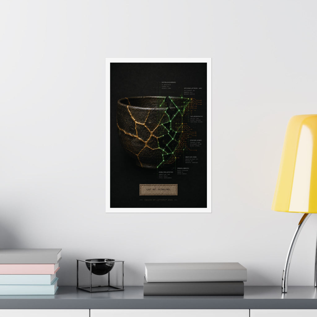 Lost Art. Reimagined. — Japanese Kintsugi & Tech Overlay Print | Premium Matte Wall Art