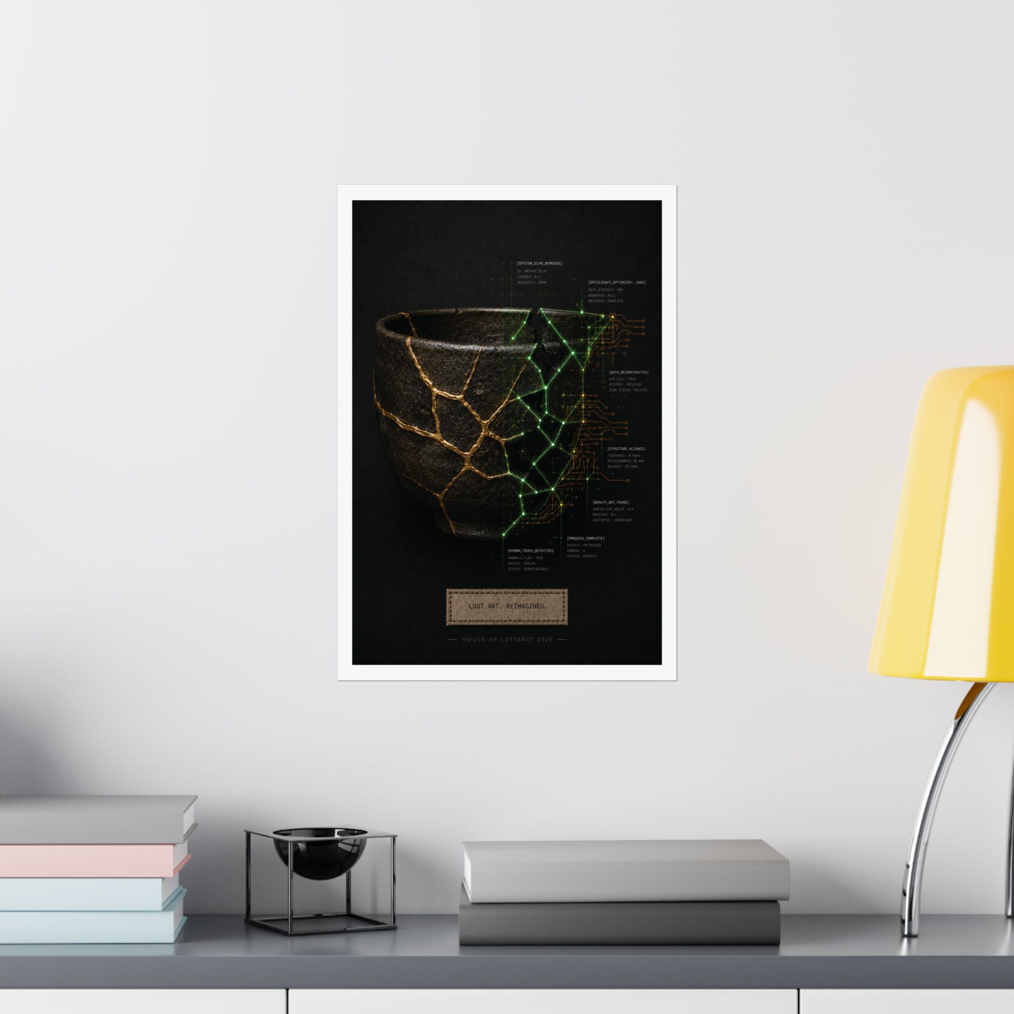 Lost Art. Reimagined. — Japanese Kintsugi & Tech Overlay Print | Premium Matte Wall Art