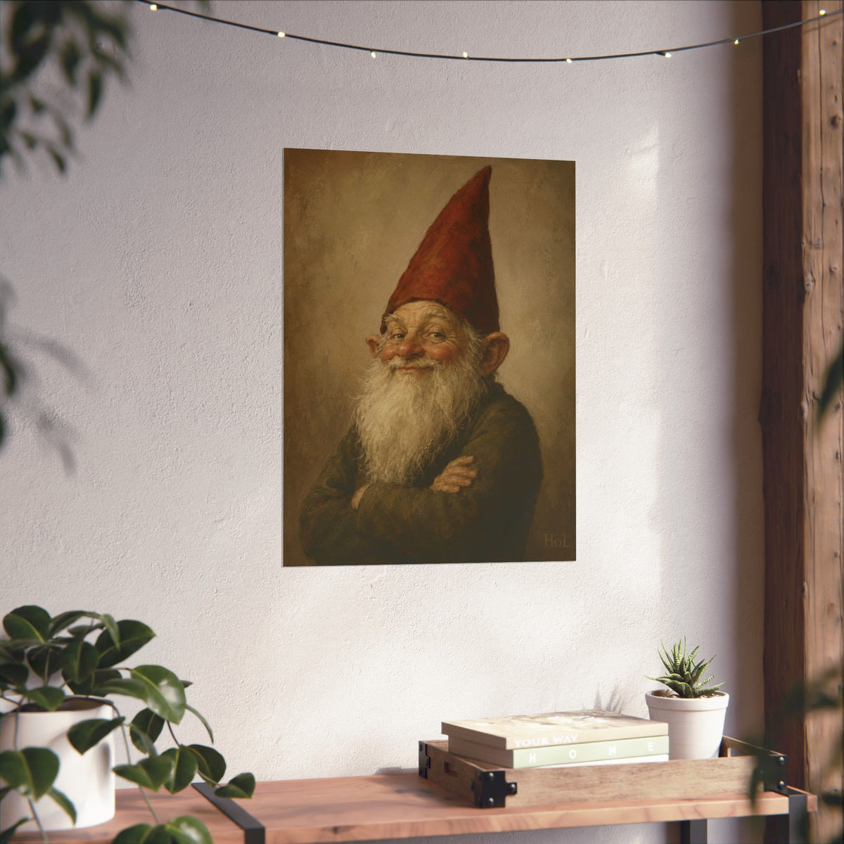 Vintage Smiling Gnome Poster — Matte Vertical Wall Art