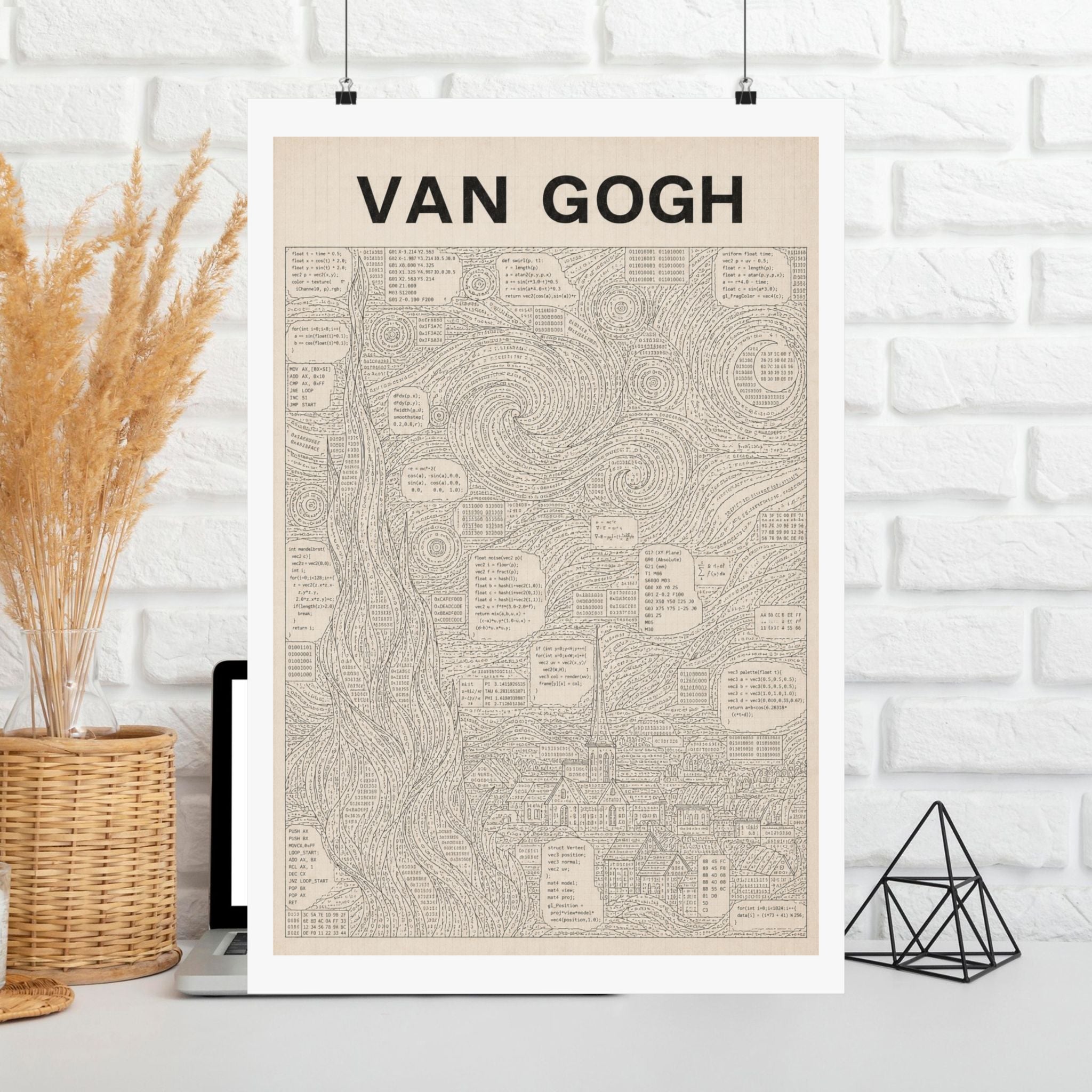Van Gogh Coded Art Print | Abstract Programmed Flowchart Poster | Tech & Fine Art Fusion