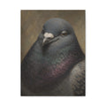 Regal Pigeon Portrait Matte Canvas Print — 'Smug Satirical Plump Pigeon'