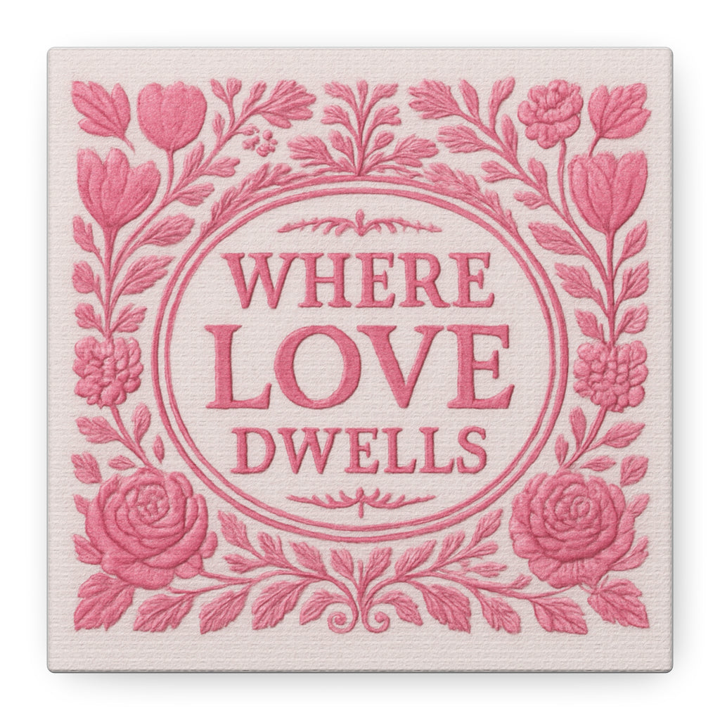 Where Love Dwells — Pink Floral Canvas