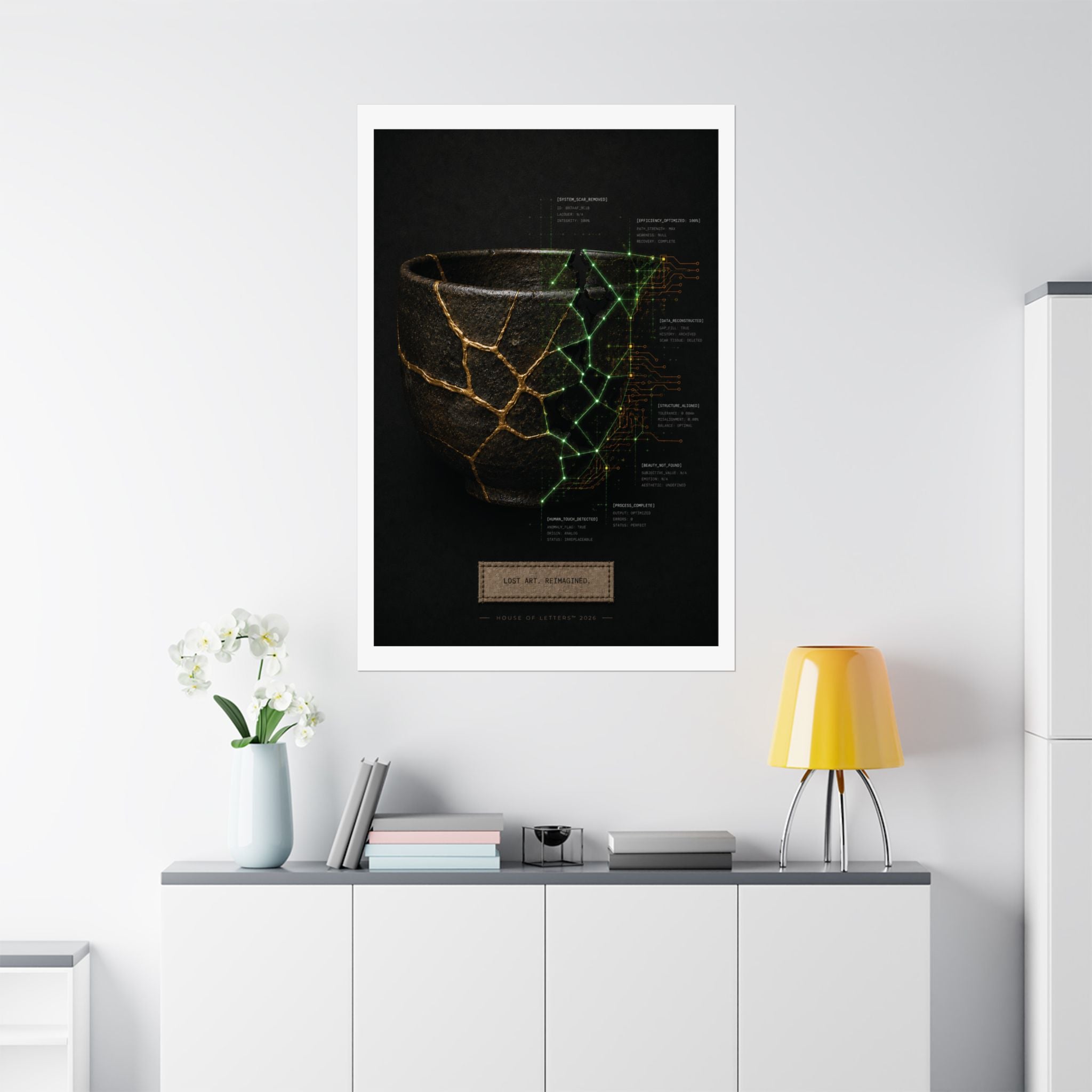 Lost Art. Reimagined. — Japanese Kintsugi & Tech Overlay Print | Premium Matte Wall Art