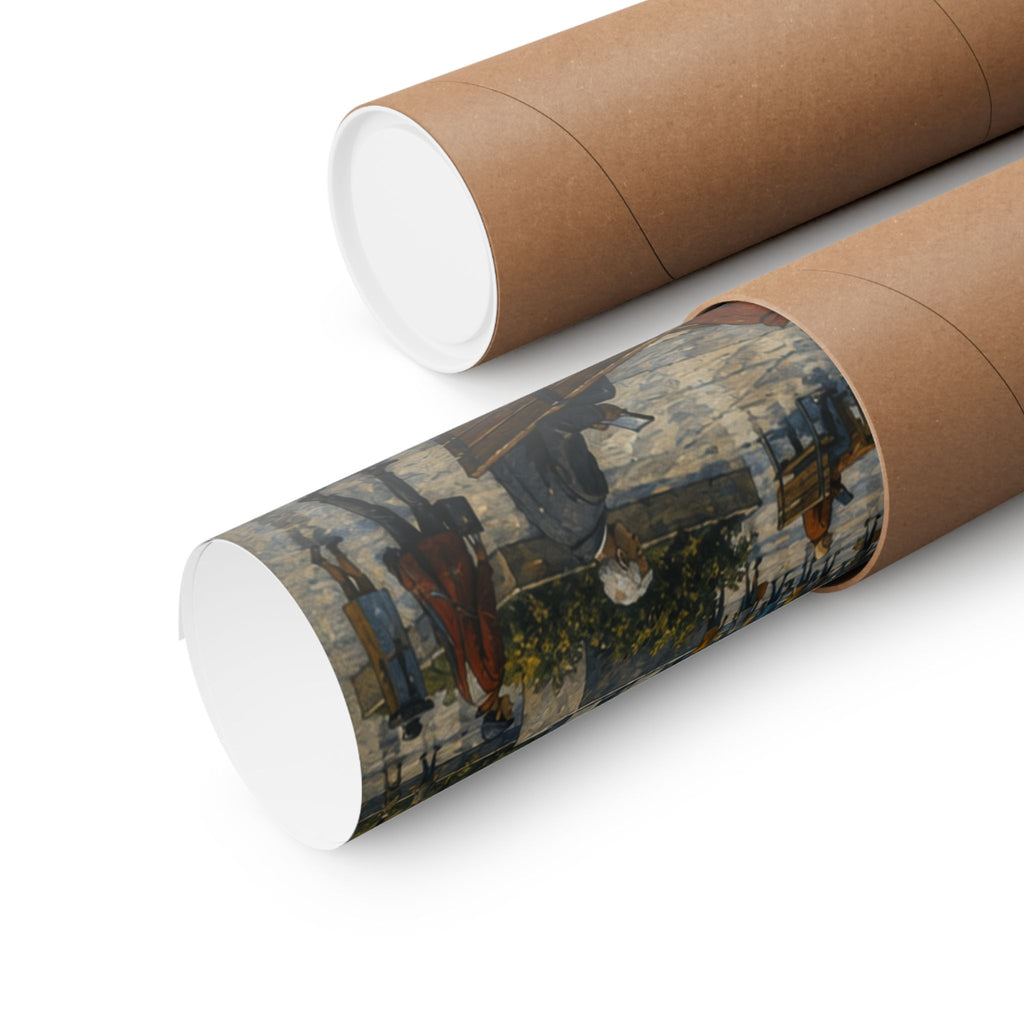 AI Revolution Cityscape Poster — Urban Social Media Satire Matte Horizontal Art Print