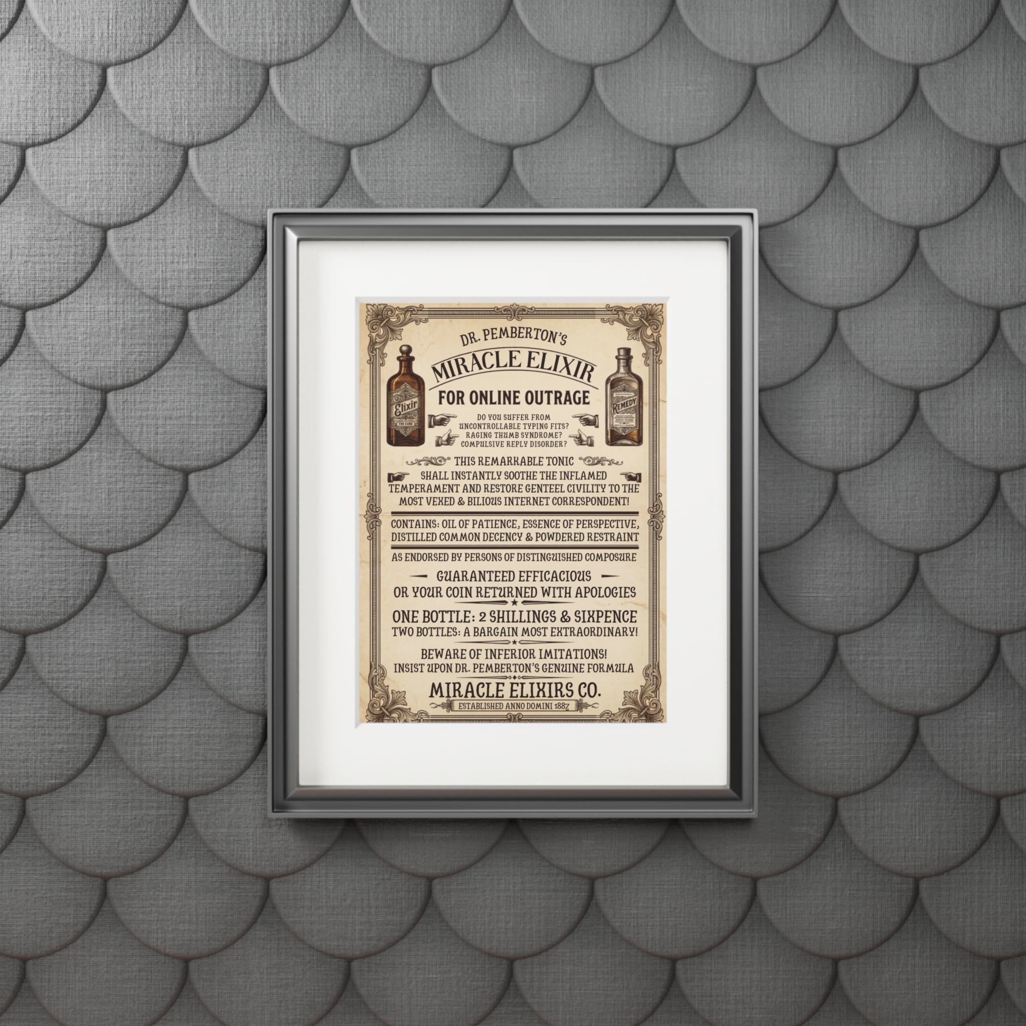 Vanquish Scroll Fatigue (Miracle Elixirs No. 01) — Satirical Fine Art Print