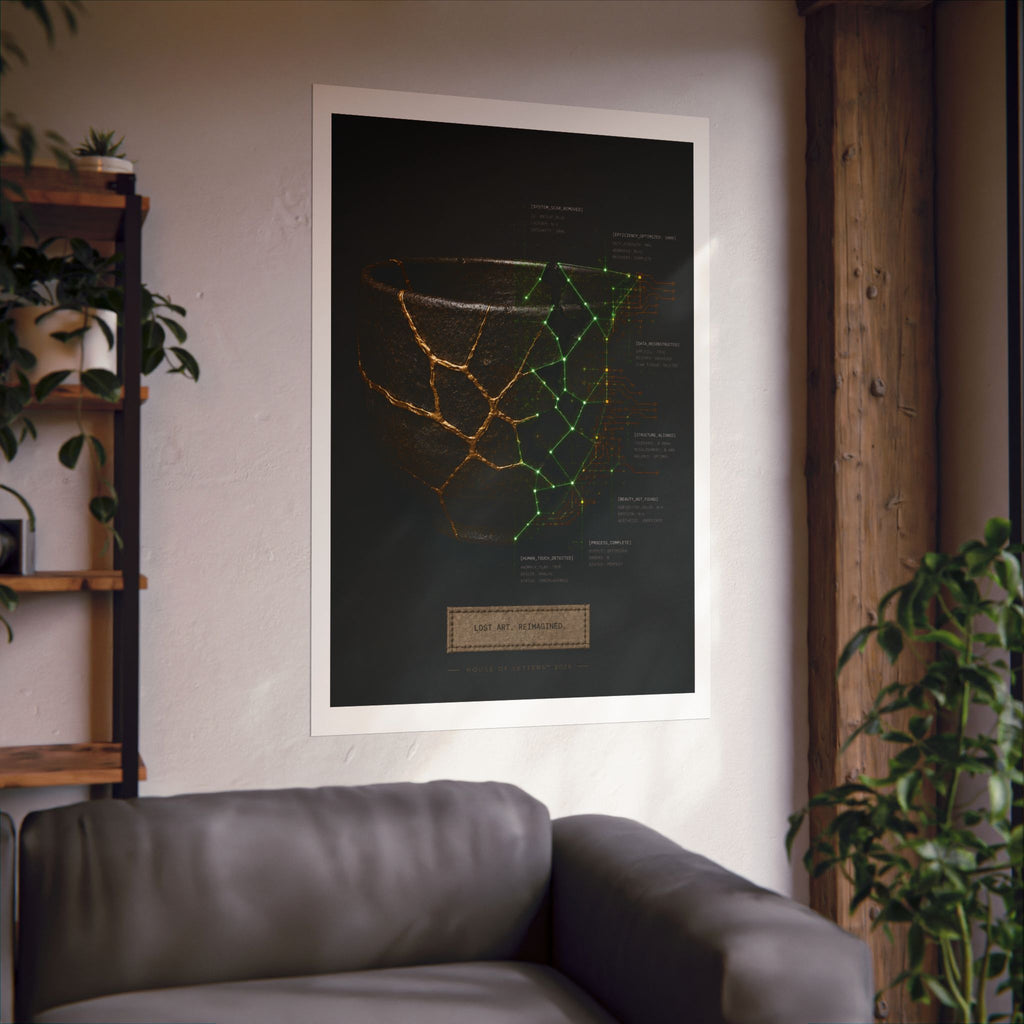 Lost Art. Reimagined. — Japanese Kintsugi & Tech Overlay Print | Premium Matte Wall Art