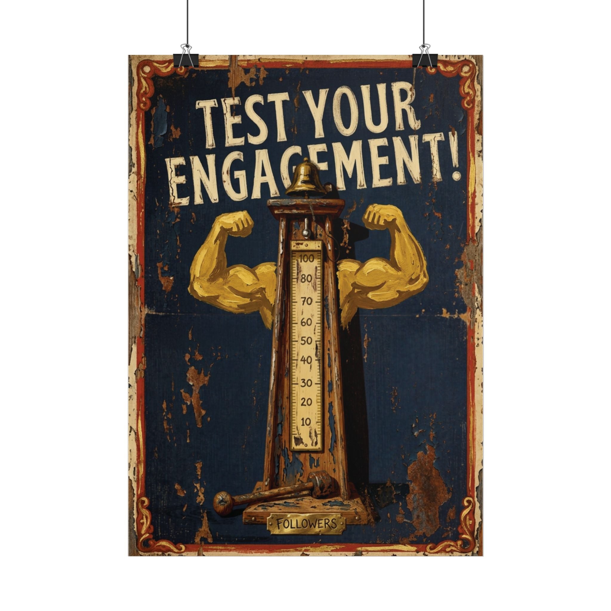 Vintage Fairground Poster — "Test Your Engagement (Followers)"