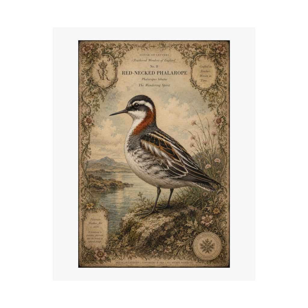 Vintage Shorebird Poster — Red-necked Phalarope Matte Print