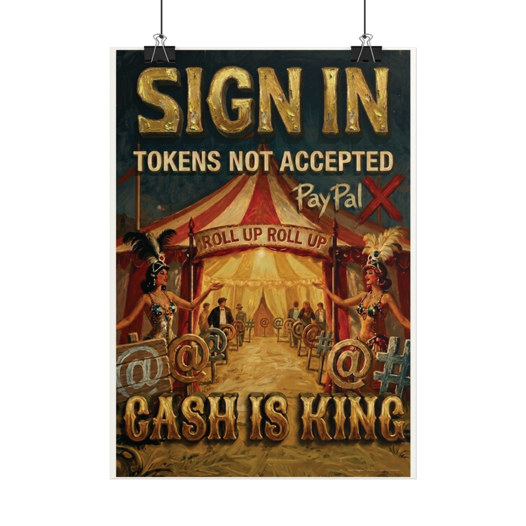 Cash Is King Vintage Art Print — Satirical Antiques Sign