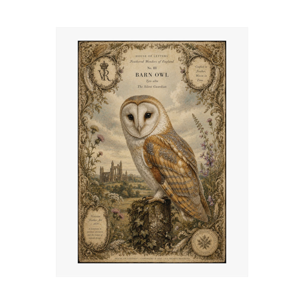 Barn Owl Vintage Print Poster — Matte Vertical Wall Art