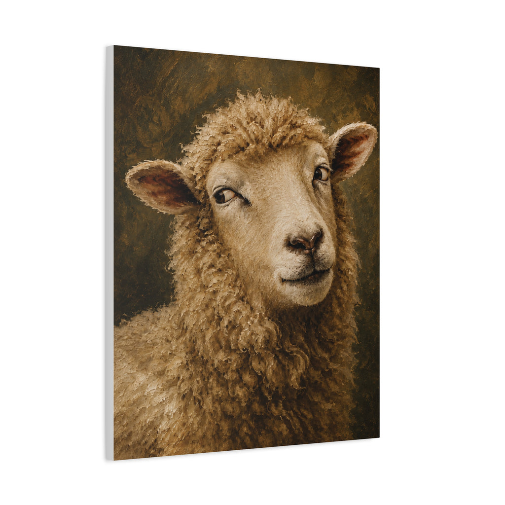 Playful Sheep Portrait Canvas Print — Rustic Farmhouse Wall Art
