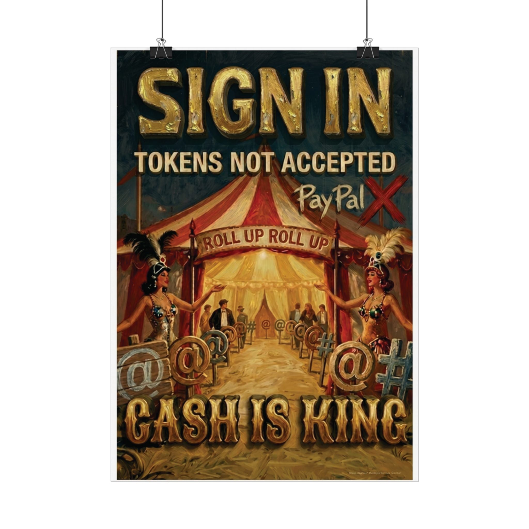 Cash Is King Vintage Art Print — Satirical Antiques Sign