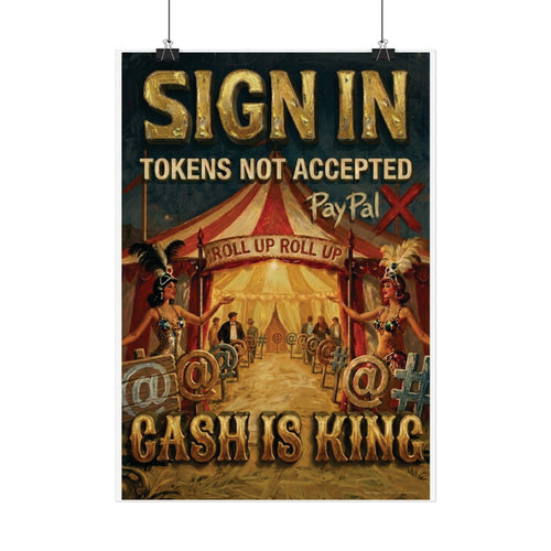 Cash Is King Vintage Art Print — Satirical Antiques Sign