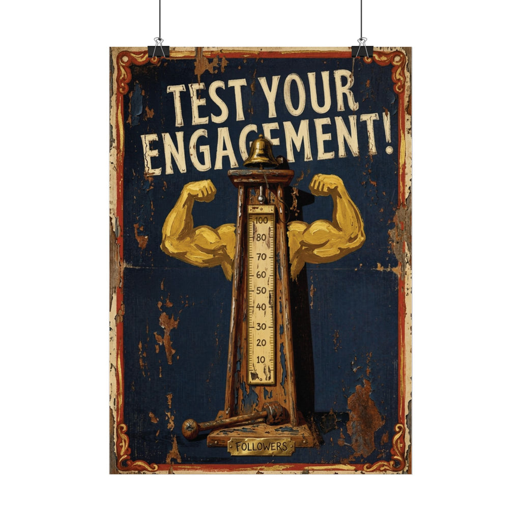 Vintage Fairground Poster — "Test Your Engagement (Followers)"