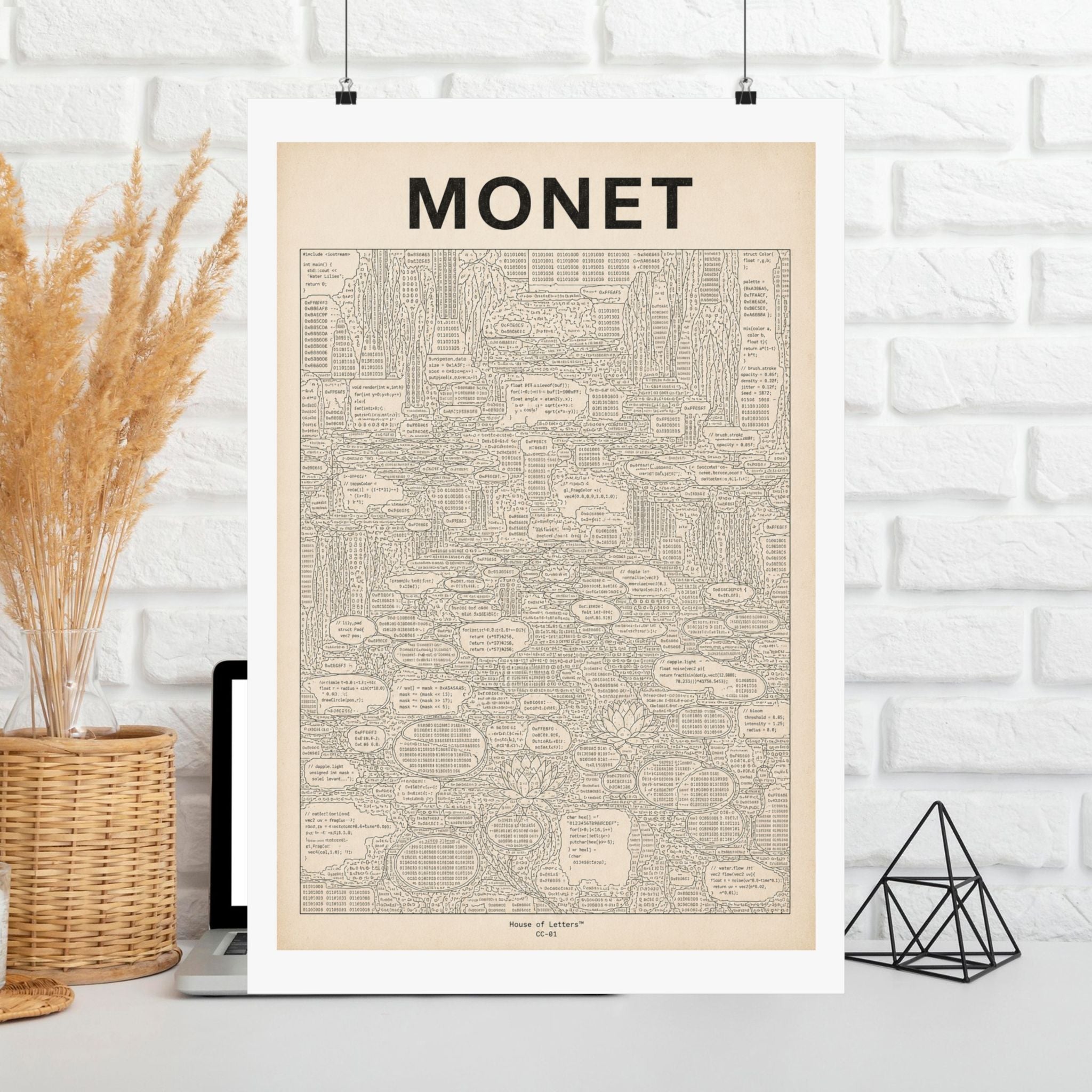 Monet Coded Art Print | Abstract Programmed Flowchart Poster | Tech & Fine Art Fusion
