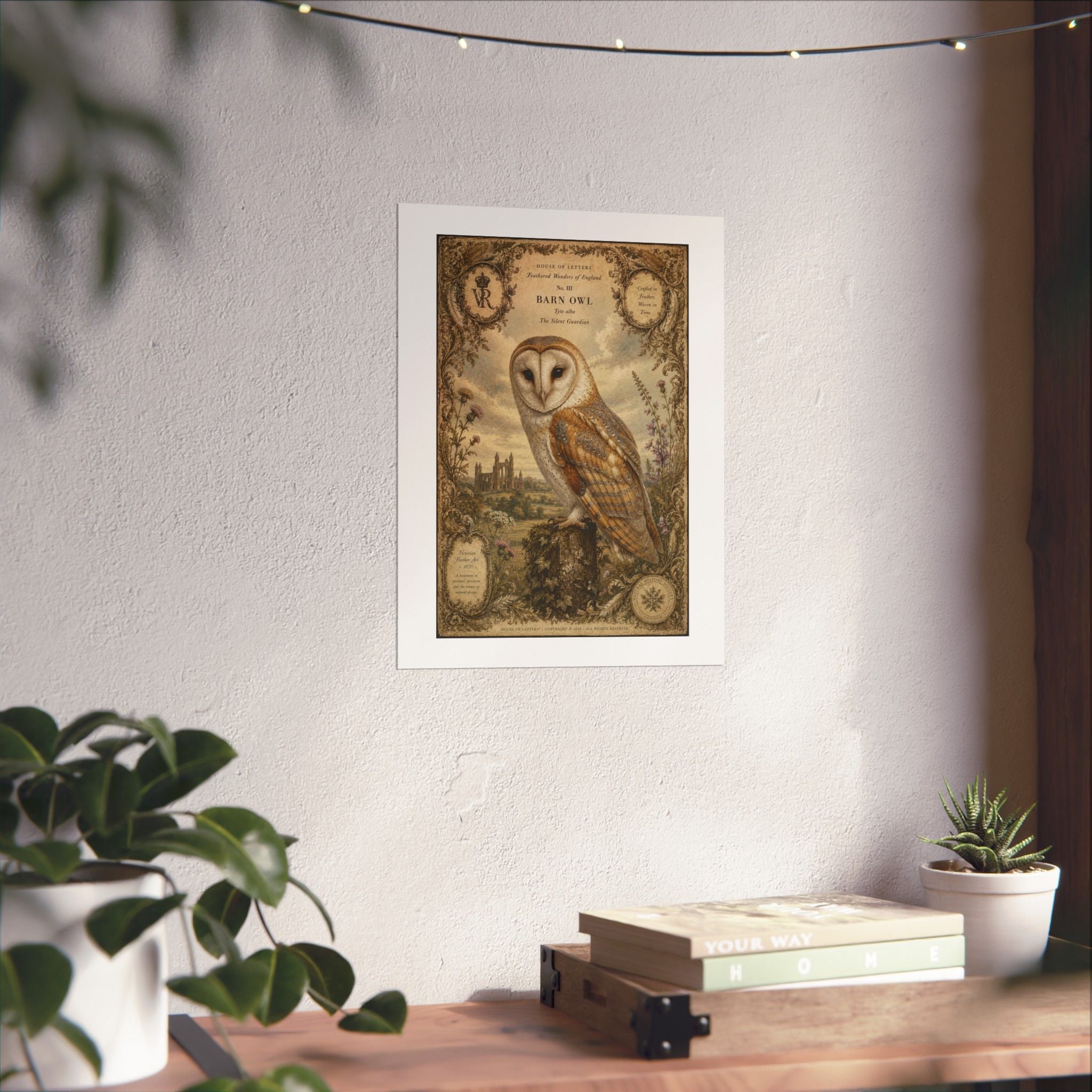 Barn Owl Vintage Print Poster — Matte Vertical Wall Art