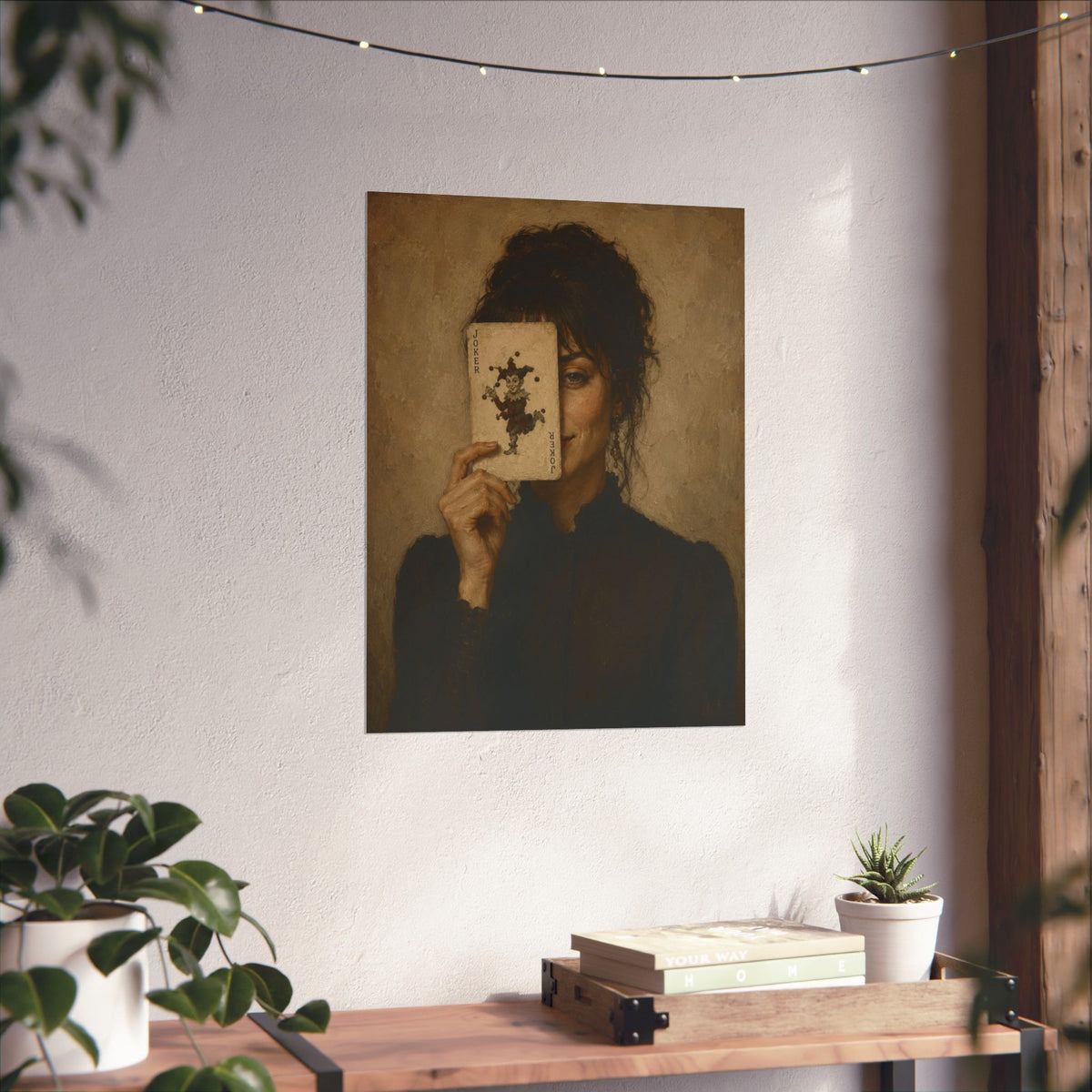 Vintage Portrait Poster — Woman Holding Rorschach Card Matte Vertical Print