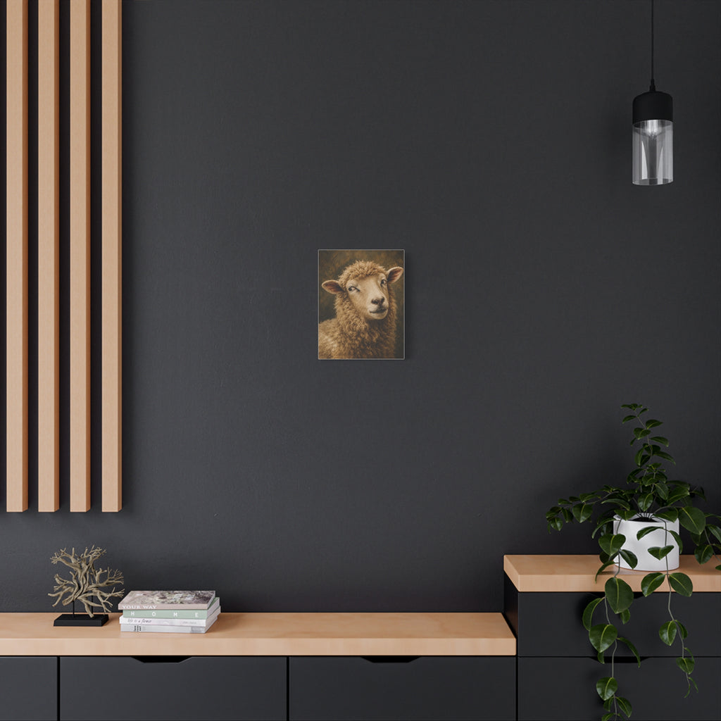 Playful Sheep Portrait Canvas Print — Rustic Farmhouse Wall Art