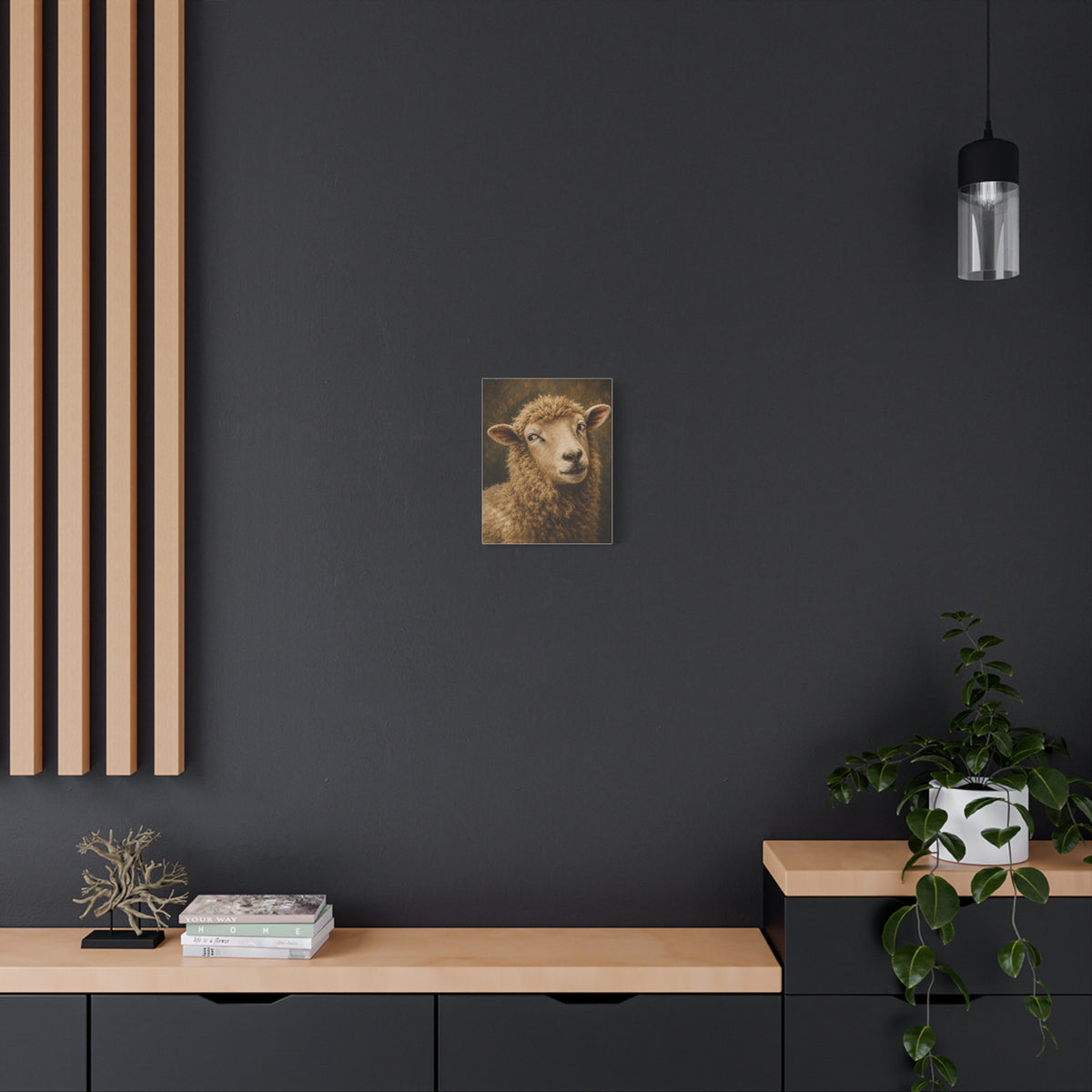 Playful Sheep Portrait Canvas Print — Rustic Farmhouse Wall Art