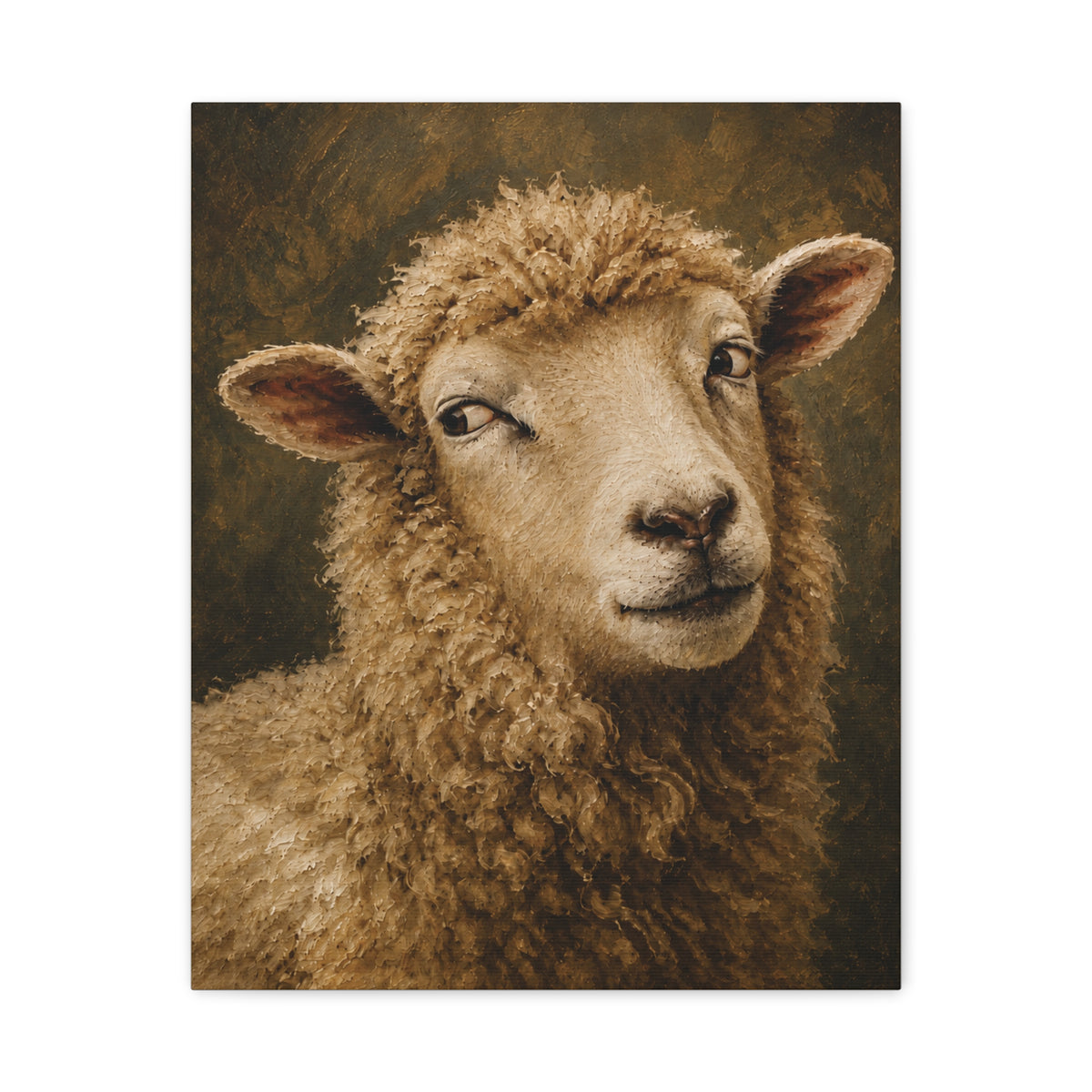 Playful Sheep Portrait Canvas Print — Rustic Farmhouse Wall Art