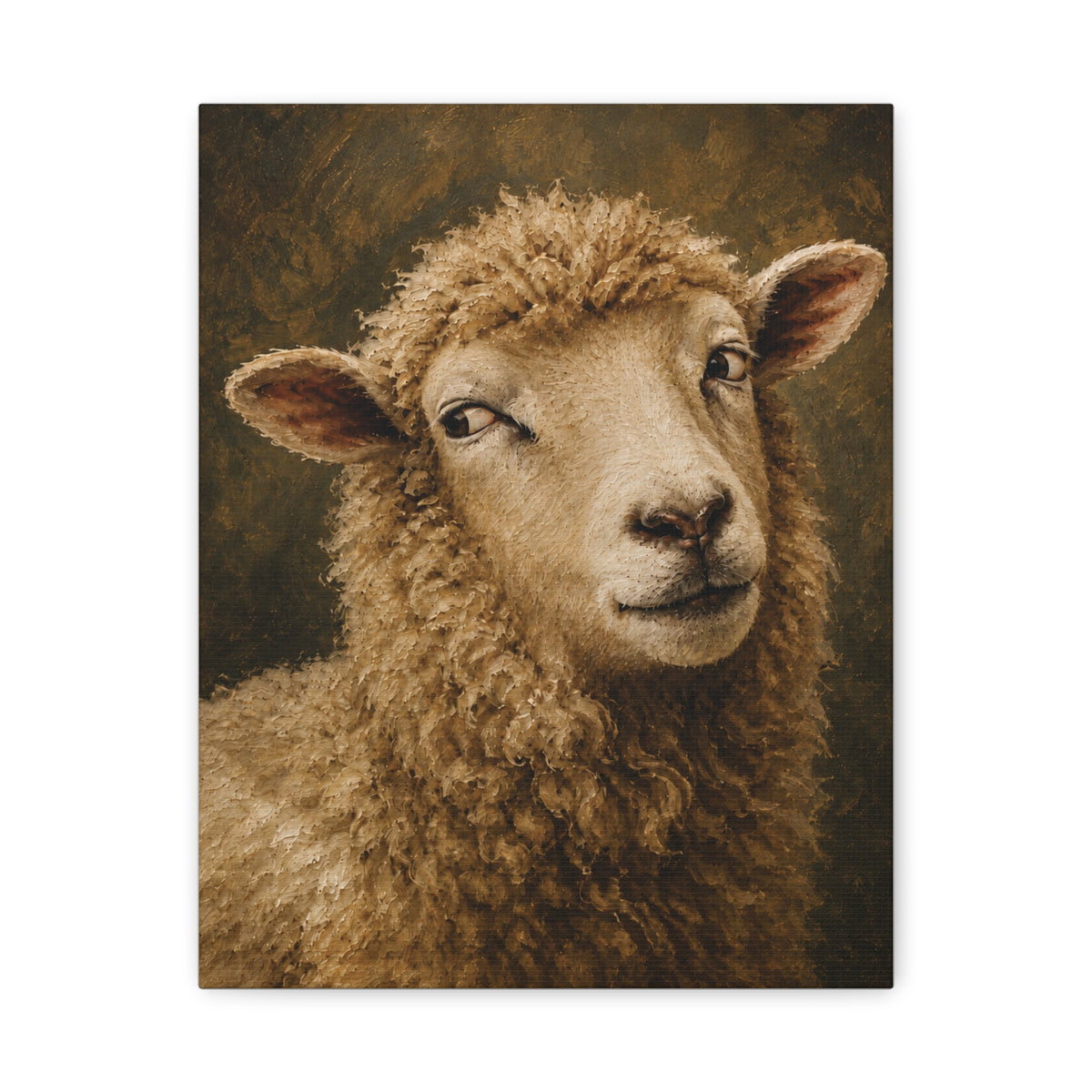 Playful Sheep Portrait Canvas Print — Rustic Farmhouse Wall Art