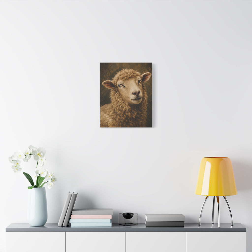 Playful Sheep Portrait Canvas Print — Rustic Farmhouse Wall Art