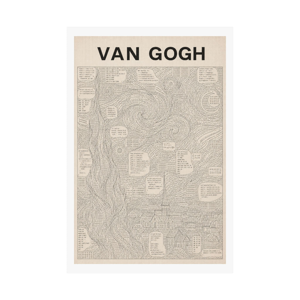 Van Gogh Coded Art Print | Abstract Programmed Flowchart Poster | Tech & Fine Art Fusion